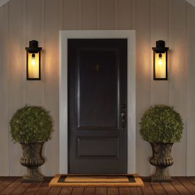 20"(H) Set of 2 Modern Outdoor Wall Lanterns with Black Metal Frame and Clear Glass, Ambient Light Sensors,Weatherproof Wall Sconces for Porch, G