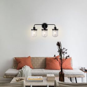 3-Light with Clear Glass Shade, Modern Sconce, Industrial Indoor Light Fixture for Bathroom Living Room Bedroom Over Kitchen Sink, E26 Socket