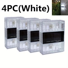4pcs Solar Wall Lights Outdoor IP65 Waterproof LED Step Light; Solar Fence Lights For Outdoor Yard Garden Lawn Patio Courtyard Fences Driveway Pa (Color: White Light)